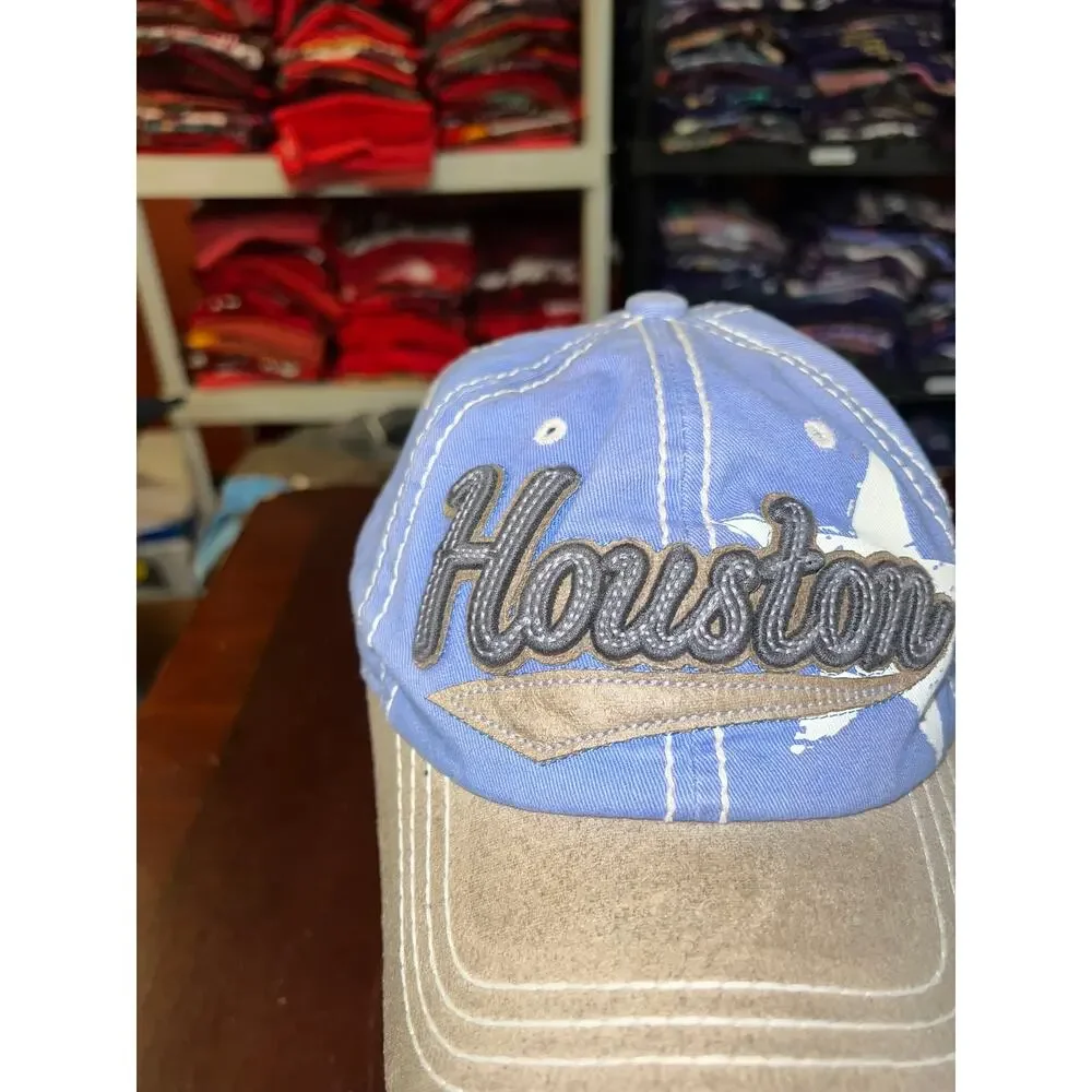 Vintage Houston Texas Hat TX Star Blue Cap Headwear OS